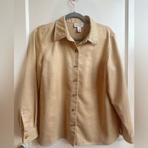 Talbots Vintage Button-Up Faux Suede Blouse